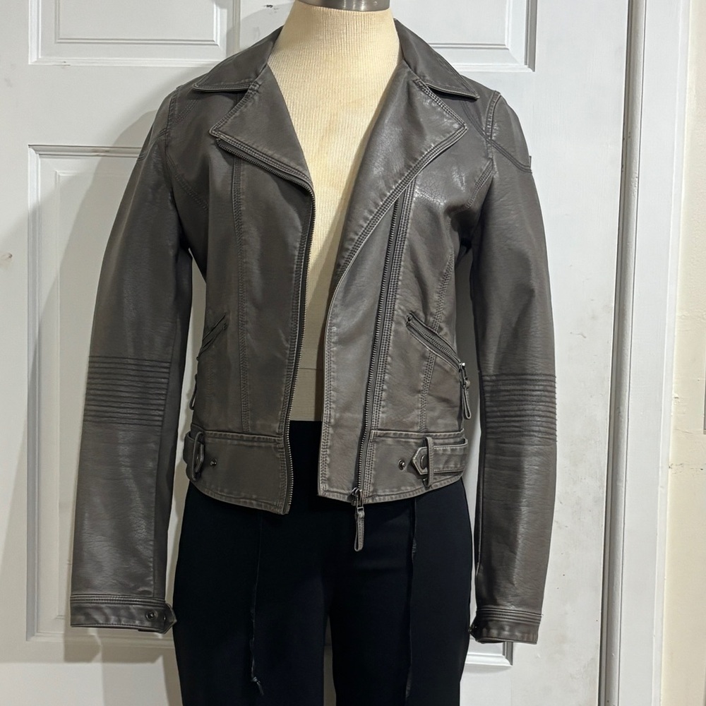 Taupe faux leather jacket